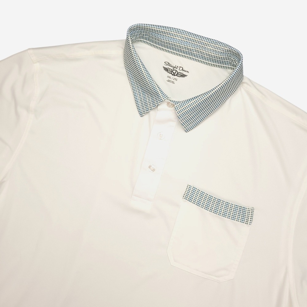 Straight‎ Down Golf Polo Shirt MEN'S XXL Contrasting Collar Pocket Pattern